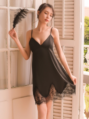 Váy ngủ lụa gợi cảm DN581-đen