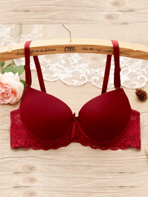 Áo lót nâng ngực phối ren DOL59-Đỏ đô
