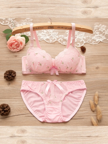 Bộ đồ lót ren nữ sinh phong cách nhật bản DOL62-Hồng