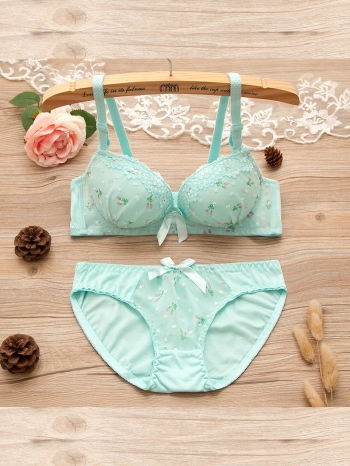 Bộ đồ lót ren nữ sinh phong cách nhật bản DOL62-Xanh